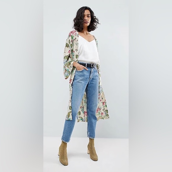 Free People Cream Floral Beaded Sequin Kimono Duster Women’s Size S - Picture 3 of 17